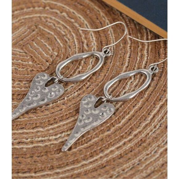 Hammered Heart Earrings - Picture 5 of 6